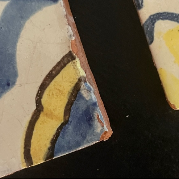 Mexican Hand Painted Terra-Cotta Talavera Vintage Tiles Set of 4 - Picture 10 of 14